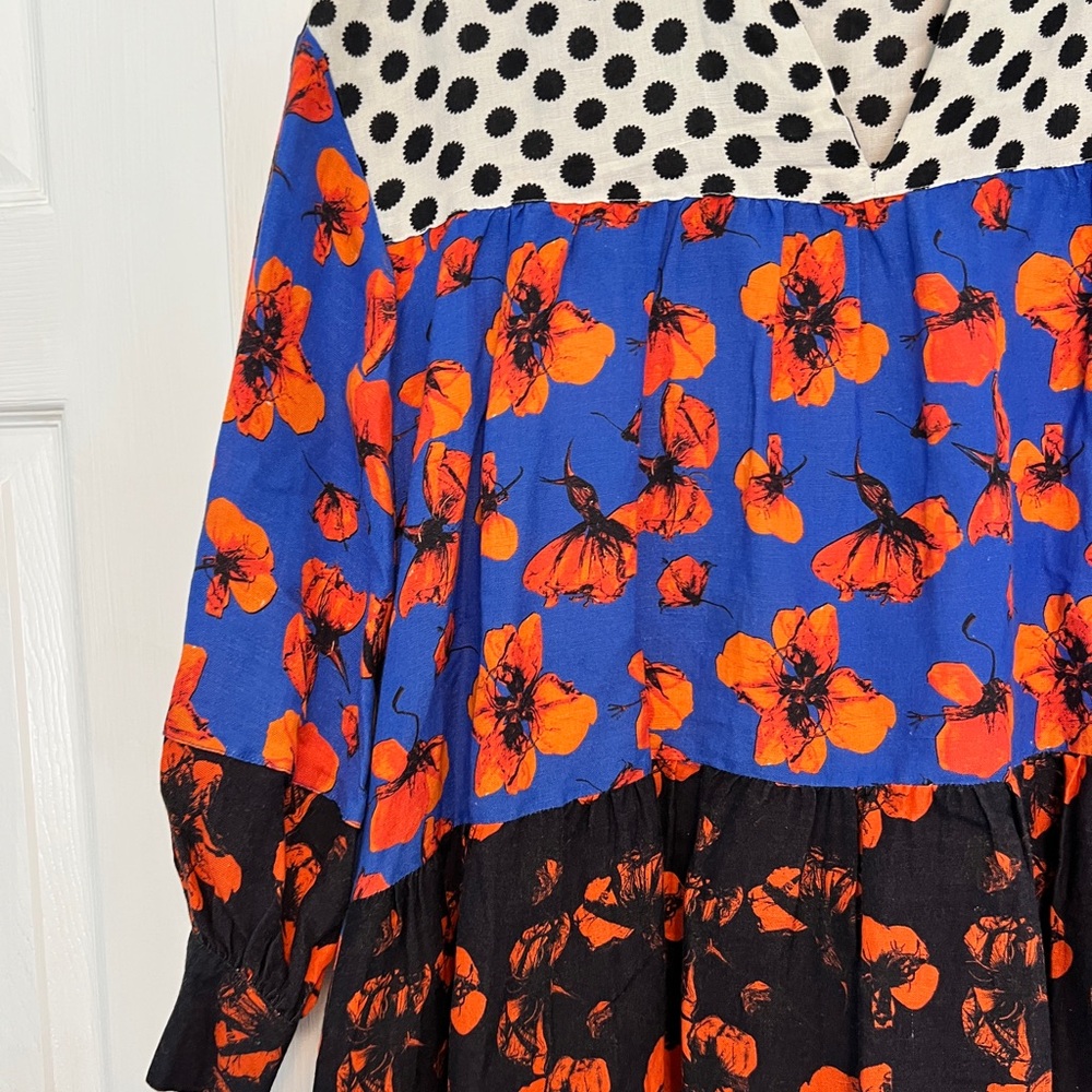Anthropologie Dhruv Kapoor Mini Dress Blue Black Orange Made in India - Picture 4 of 12